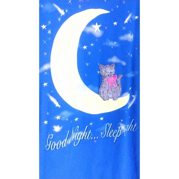 Vintage blue kitty cat kitten oversized sleep tshirt - Picture 2 of 4